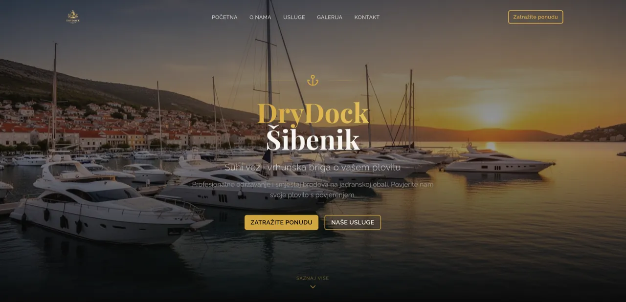 Web stranica projekta Drydock Šibenik