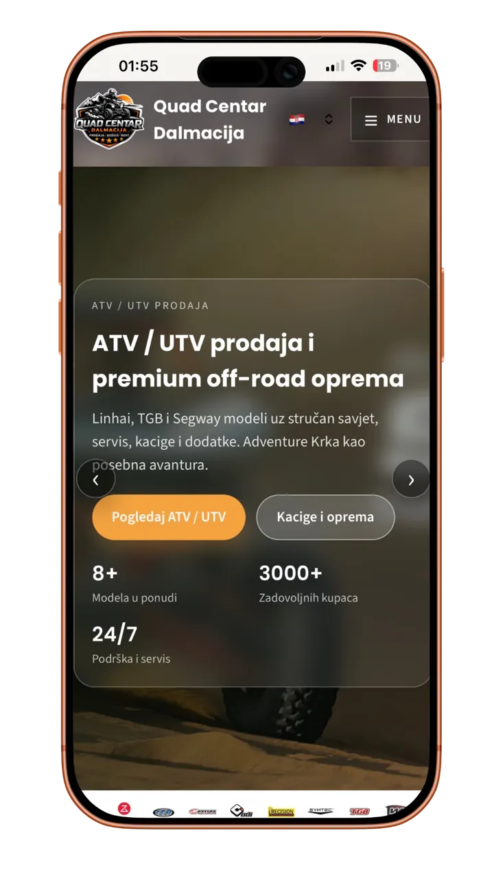 Web stranica projekta Quad Centar Dalmacija